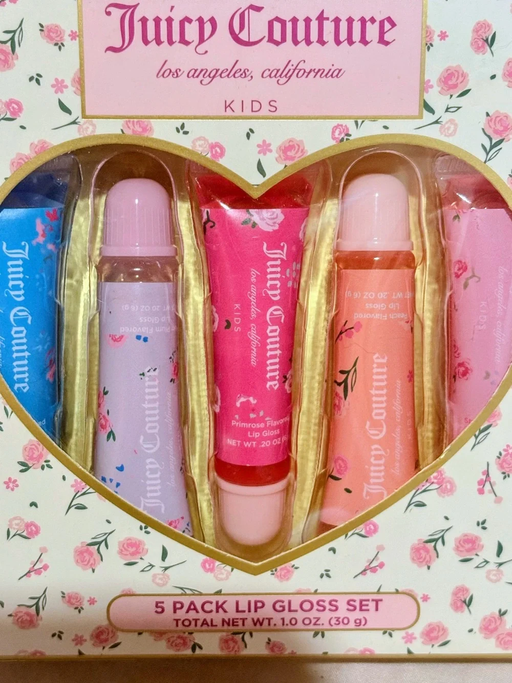 Juicy Couture Kids 5-Pack Lip Gloss Set - Blue, Pink, Red, Peach, Purple